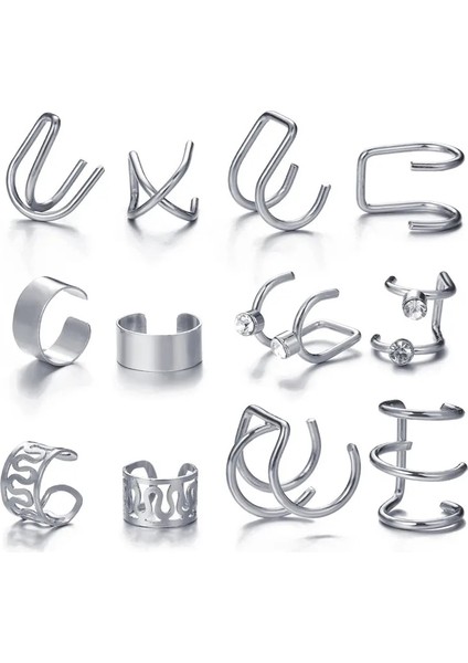 NO.64103 Beden Tobılo Moda Basit Çapraz Klip Küpe Kadınlar Kızlar Için Sevimli Altın Gümüş Renk Punk Kulak Manşet Klip Piercing Jewerly Olmadan (Yurt Dışından) fırsatları