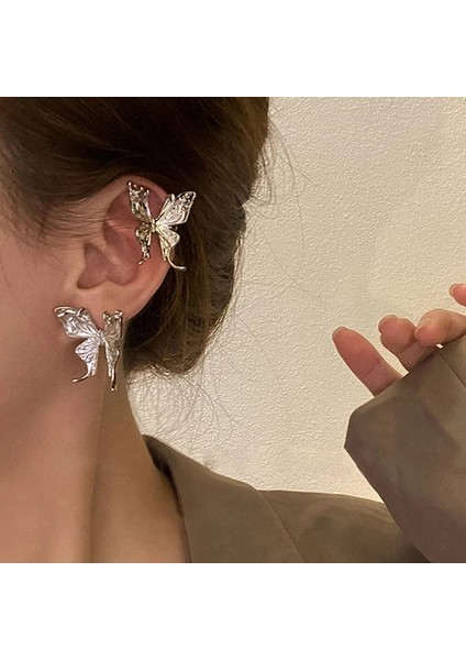 ER21Y1168 Yeni Moda Altın Gümüş Renk Kelebek Saplama Küpe Kadınlar Kızlar Için Köpüklü Zirkon Kristal Küpe Düğün Takı Hediye (Yurt Dışından) indirimleri