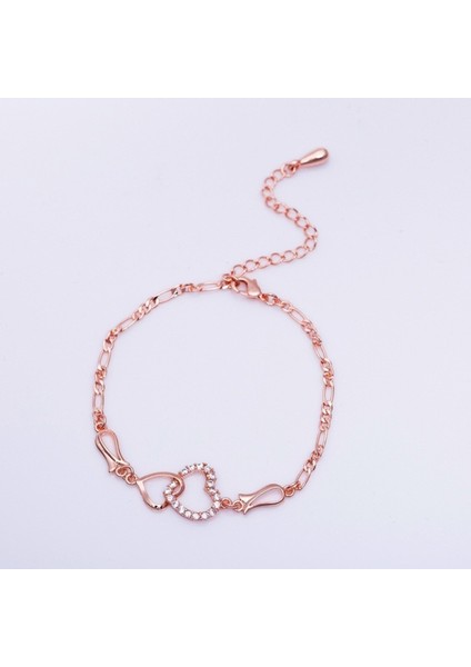 No.3 Boyutu 2021 Moda Çift Kalp Ayak Bileği Kadın Aşk Düğün Bilezik Kristal Barefoot Plaj Bacak Zinciri Hediye 25 cm (9 ") Uzun (Yurt Dışından)