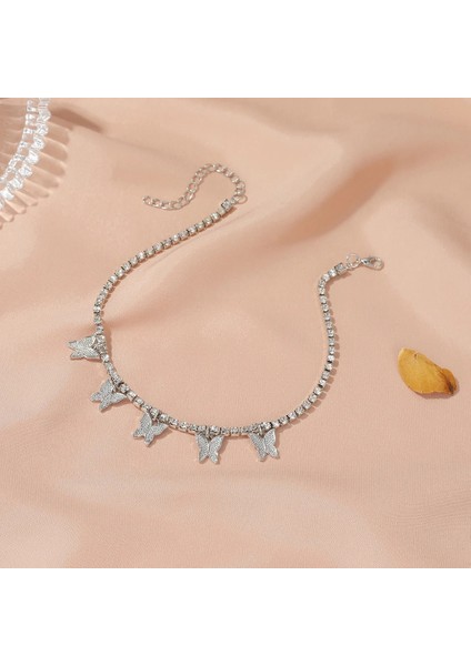 Gümüş Rengi Sumeng Kelebek Halhal Rhinestone Teain Ayak Zinciri Takı Kadınlar Için Yaz Plaj Halhal Kelebek Yalınayak Zincir (Yurt Dışından) fırsatları