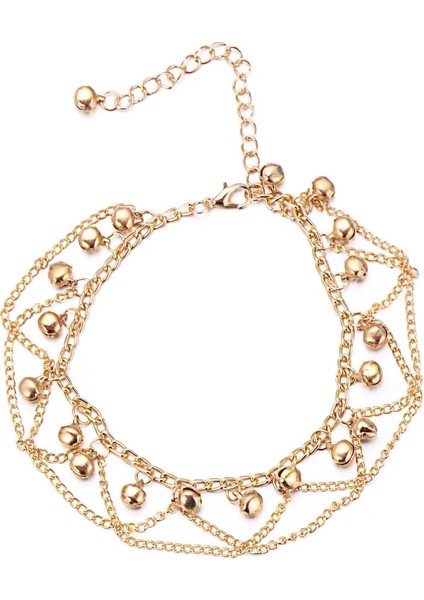 Altın Moda Bohem Altın Çan Püskül Halhal Kadınlar Için Charm Bacak Bilezik Ayak Bileği Bilezik Ayak Zincirleri Yalınayak Sandal Plaj Takı (Yurt Dışından)