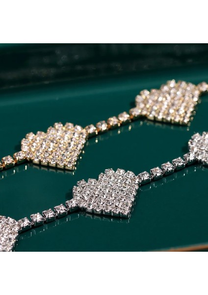 J008202SL Caraquet Lüks Tam Rhinestone Aşk Kalp Kadınlar Için Halhal Altın Gümüş Renk Kristal Çay Bağlantı Ayak Bilezik Takı (Yurt Dışından) indirimleri
