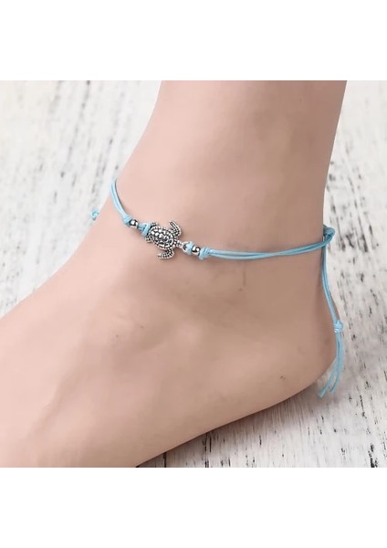 No.2 Boyutu Boho Ayarlanabilir Halhal Antik Deniz Kaplumbağası Hayvan Charm Boncuk Zincir Halhal Kadın Yaz Plaj Sandalet Ayak Bileği Bilezik (Yurt Dışından)