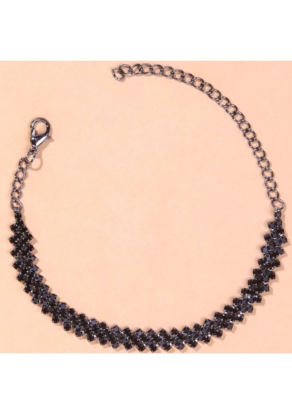 Siyah Halhal Stonefans Rhinestone Bohemian Pastil Halhal Kadınlar Için Braclet Hint Sevimli Yalınayak Sandalet Plaj Ayak Takı Ayak Bileği (Yurt Dışından)