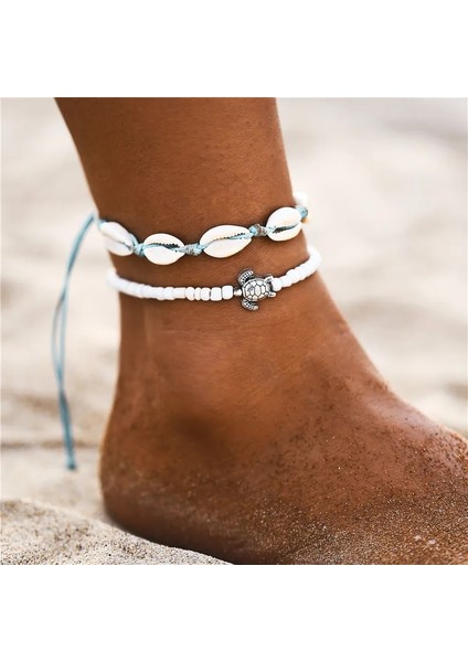 F582F583 Boho Okyanus Plaj Deniz Kabuğu Cowrie Ayak Bileği Bilezik Çok Katmanlı Boncuk Kadınlar Için Ayarlanabilir Dize Makrome Midye Deniz Kabuğu Halhal (Yurt Dışından) modelleri