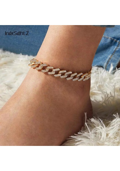 Mavi Çinko Kaplama Ingesight.z 4 Renkler Charm Lüks Parlak Rhinestone Halhal Bilezik Ayak Üzerinde Ayarlanabilir Kristal Halhal Yalınayak Sandalet Takı (Yurt Dışından) modelleri