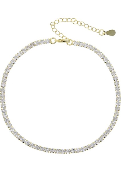 Altın 3mm Cz Teain Halhal Zincir Ayak Zinciri Buzlu Dışarı Bling Ummer Kız Kadın Bacak Zincirleri (Yurt Dışından)