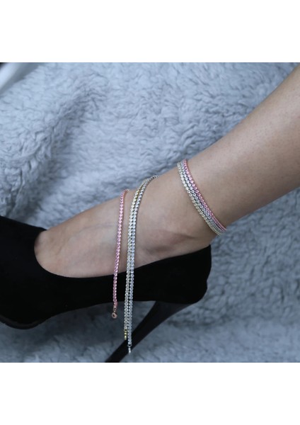 Altın 3mm Cz Teain Halhal Zincir Ayak Zinciri Buzlu Dışarı Bling Ummer Kız Kadın Bacak Zincirleri (Yurt Dışından) fırsatları