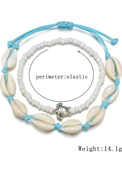 No.19 Boyutu Boho Shell Kaplumbağa El Yapımı Halhal Kadınlar Için Mavi Halat Zinciri Bacak Üzerinde Doğal Kabuk Ayak Bileği Bilezik Ayak Yaz Plaj Takı (Yurt Dışından) indirimleri