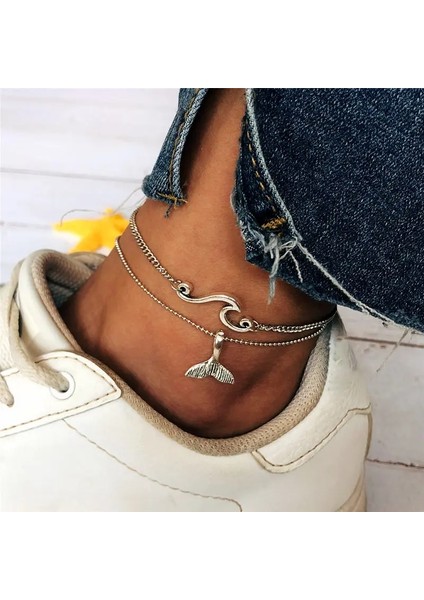 S112 Kadınlar Için Vintage Çoklu Katmanlar Halhal Sıyah Güneş Kolye Charms Halat Zincir Plaj Yaz Ayak Bileği Bilezik Mücevher (Yurt Dışından)