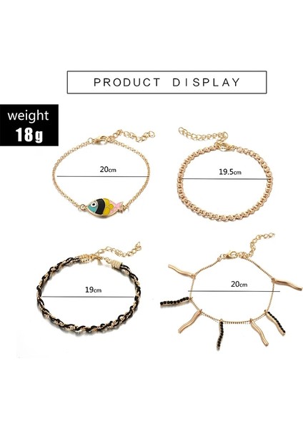 NO.8851 Beden Tocona Boho Kabuk Katmanlı Altın Renk Ayak Zinciri Yalınayak Sandalet Kalp Balık Alaşım Kadınlar Için Renkli Halat Halhal Yaz Takı (Yurt Dışından) modelleri