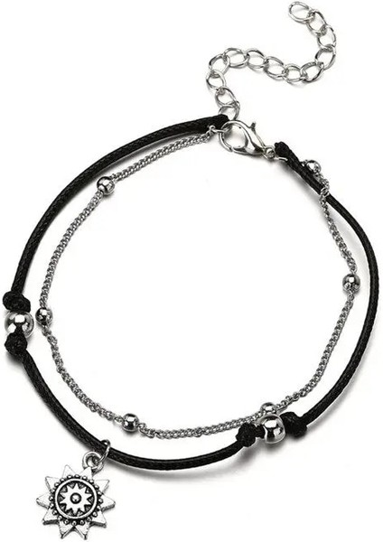 S014 Boho Ilk Halhal Kalp Infinity Gümüş Renk Ayak Bileği Bilezik Bacak Zinciri Üzerinde Yıldız Halhal Kadınlar Için Ayak Bileği Plaj Ayak Takı (Yurt Dışından)