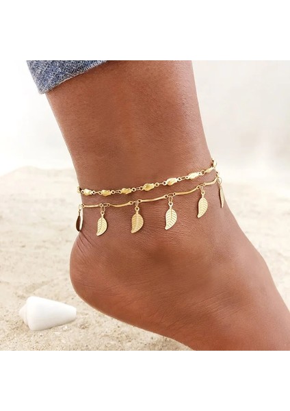 JC-046G 49G Kadınlar Altın Ton Paslanmaz Çelik Zincir Halhal, Et Plaj Yalınayak Ayak Takı, Bacak Zinciri Ayak Bileği Bayan Tatil Hediyeleri (Yurt Dışından)