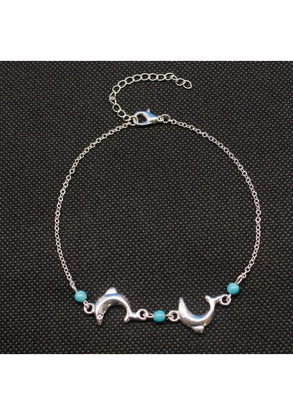 No.5 Boyutu Boho Ayarlanabilir Halhal Antik Deniz Kaplumbağası Hayvan Charm Boncuk Zincir Halhal Kadın Yaz Plaj Sandalet Ayak Bileği Bilezik (Yurt Dışından)