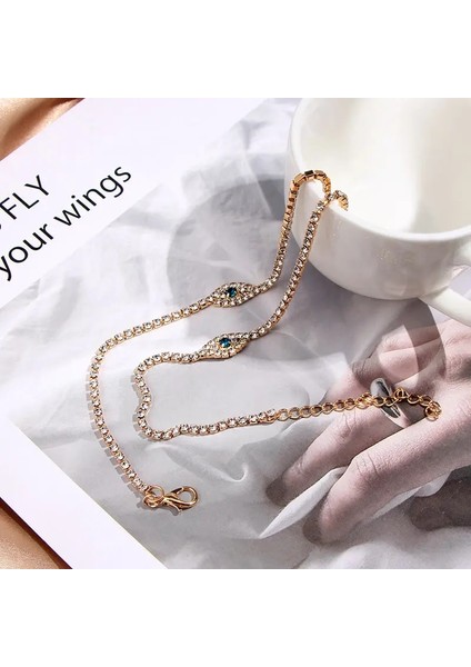J014502SL Kadınlar Için Parlak Kristal Tenis Halhal Altın Gümüş Renk Rhinestone Nazar Ayak Bilezik Bilezik Kadın Düğün Balo Takı (Yurt Dışından) fırsatları