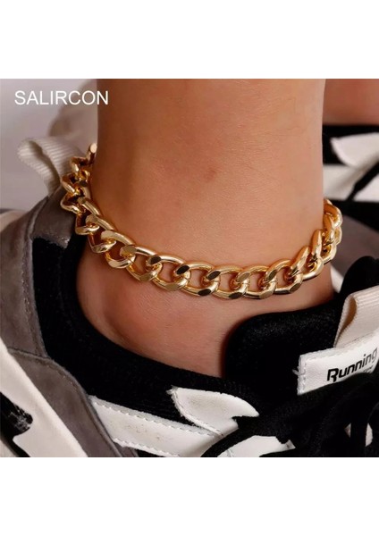 H00600-G Salircon Punk Link Zinciri Halhal Kadın Erkek Ayak Bileği Bilezik Üzerinde Bacak Halhal Sandles Yaz Plaj Aksesuarları Takı (Yurt Dışından) fiyatları