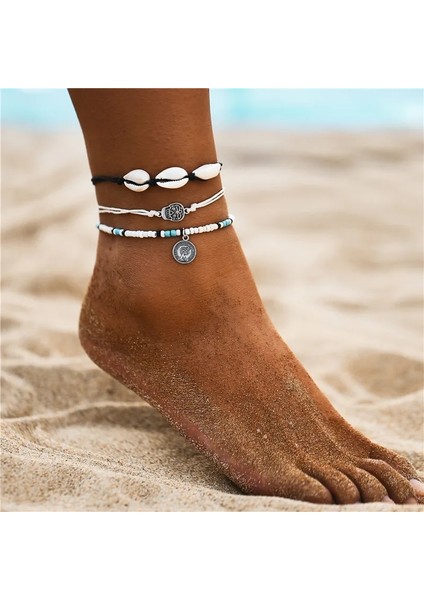 BJOV731 Boho Okyanus Plaj Deniz Kabuğu Cowrie Ayak Bileği Bilezik Çok Katmanlı Boncuk Kadınlar Için Ayarlanabilir Dize Makrome Midye Deniz Kabuğu Halhal (Yurt Dışından) indirimleri