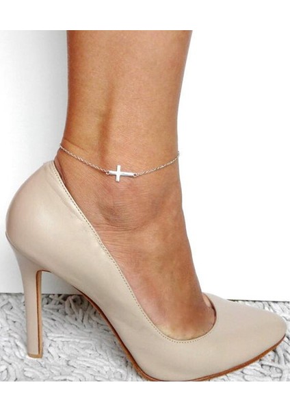 Gümüş Kaplı Boho Plaj Barefoot Sandalet Altın Alaşım Elektroliz Kadınlar Için Çapraz Zincir Halhal Halhal Moda Takı (Yurt Dışından)