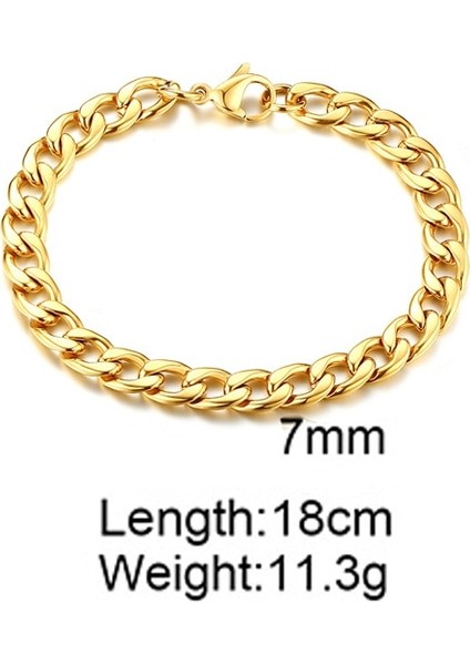 7 mm Erkek Halhal Bilezik, Küba Zinciri Halhal Bileklik, Erkek Takı, Erkek Arkadaşa Hediye, Minimalist Takı (Yurt Dışından)