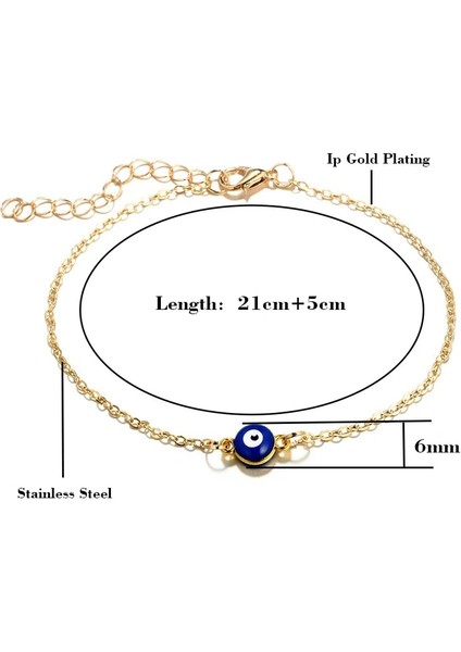 Altın-Pembe Charm Halhal Nazar Paslanmaz Çelik Takı Kaplama Renkli Emaye Nazar Charm Bilezik Erkekler Kadınlar Için (Yurt Dışından) fırsatları