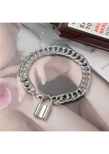 NO.50287 Beden Wukalo Moda Büyük Kilit Zinciri Halhal Kadınlar Için Punk Gümüş Renk Kalın Zincir Ayak Bileği Bilezik Bacak Ayak Zinciri Halhal Takı (Yurt Dışından) modelleri