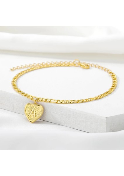 L Beden Kadınlar Için Ilk Kalp Halhal Altın Kalp Mektup Paslanmaz Çelik Halhal Bilezikler Yaz Plaj Ayak Boho Takı Bijoux Femme (Yurt Dışından) indirimleri