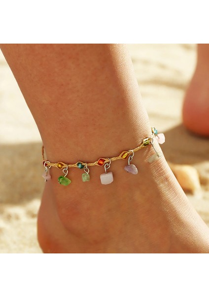 2-Yaklaşık 23.2 cm Bohem Rafya Zincirleri Kadınlar Için Halhal Yaz Plaj Kabuk Renkli Starfarms Bilezik Ayak Bacak Zinciri Yalınayak Takı (Yurt Dışından)