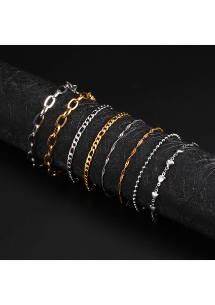 Kalp Zinciri Skyrim Bacak Ayak Bileği Bilezik Altın Renk Boncuklu Paslanmaz Çelik Plaj Ayak Zinciri Figaro Halhal Takı Hediye Kadınlar Için Kız (Yurt Dışından) modelleri