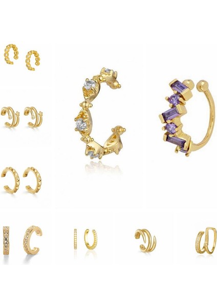 1 Gümüş Minimalist Kaplama 24K Goldlver Klipsli Küpeler Kadınlar Için Basit Kulak Manşeti Piercingsiz Moda Takı (Yurt Dışından) fiyatları