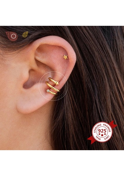 1 Gümüş Minimalist Kaplama 24K Goldlver Klipsli Küpeler Kadınlar Için Basit Kulak Manşeti Piercingsiz Moda Takı (Yurt Dışından) modelleri