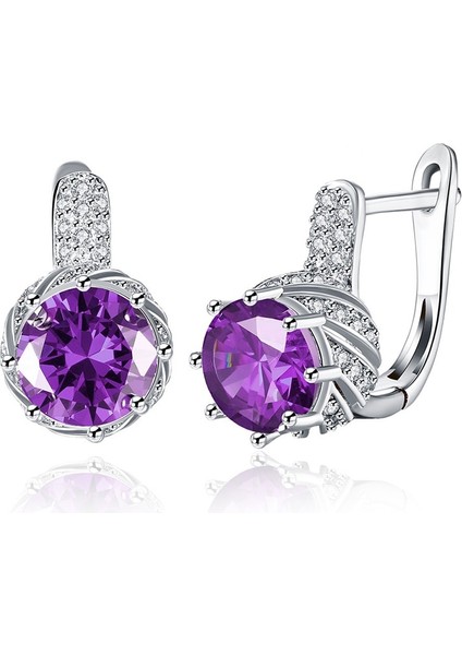 B Siyah Melek Zarif Kraliyet Safir Ametist Taş Klip Küpe Kadınlar Için Gümüş Takı (Yurt Dışından) fırsatları