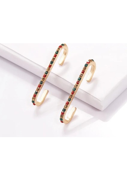 B0539-BAI Bohemian Kristal Kulak Manşet Küpe Kadınlar Için Renkli C-Şekil Hiçbir Deldi Küçük Küpe Gelin Düğün Kulak Klipsi Takı Hediyeler (Yurt Dışından)
