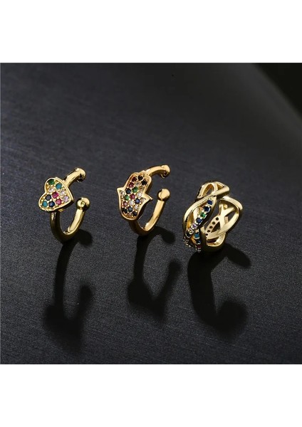 NO.40654 Beden 2021 Yeni Fashio Altın Renk Kulak Manşet Bohemia Istiflenebilir C Şekilli Cz Küçük Earcuffs Klip Küpe Kadınlar Için Düğün Takı (Yurt Dışından) fiyatları
