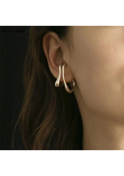 4 Şerit Huanzhı Unk Metal Kulak Manşet Küpe Geometrik Düzensiz Içi Boş Kulak Kemik Klipsi Kadınlar Kızlar Için Piercing Olmadan Takı Hediye (Yurt Dışından)