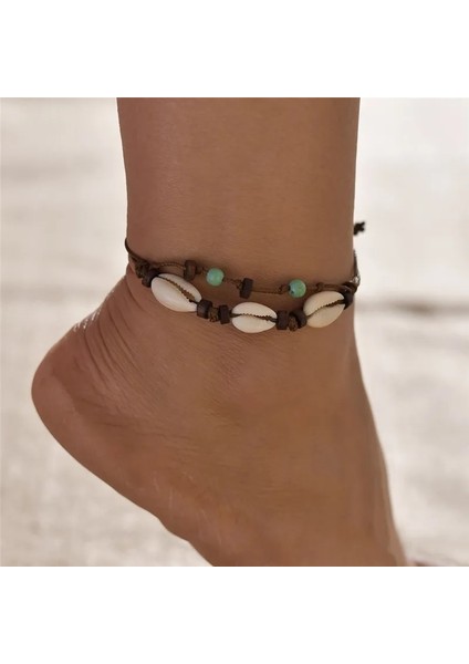 NO.50263 Beden Vintage Shell Ayak Bileği Bilezik Kadınlar Için Set Bohem Halat Zincir Denizyıldızı Halhal Yaz Plaj Yalınayak Bacak Zinciri Boho Takı (Yurt Dışından)