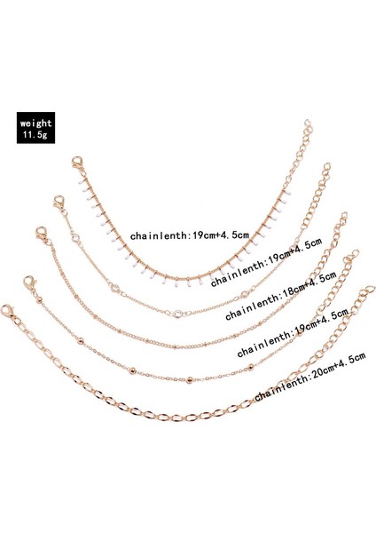 J50072 Modyle Bohemian Ayak Bileği Bilezikler Kadınlar Için Set Çok Katmanlı Boncuk Taklidi Kolye Charm Bilezikler Halhal Ayak Takı Hediye (Yurt Dışından)