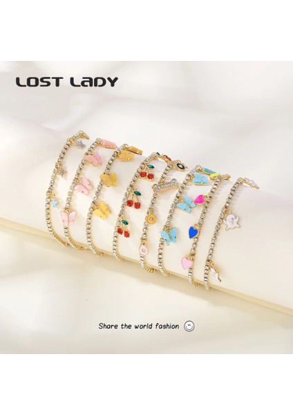 No.17 Boyutu Kayıp Bayan Sevimli Kelebek Halhal Bilezik Kadınlar Için Moda Halhal Rhinestone Ayak Zinciri Plaj Bacak Bilezikler Boho Takı Hediye (Yurt Dışından)