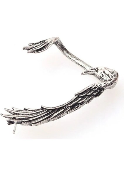 Karga Gümüşü Gotik Punk Ejderha Kulak Manşetleri Küpe Takı Vintage Işıltılı Klipsli Küpe Kadınlar Için Piercing Kulak Olmadan (Yurt Dışından)