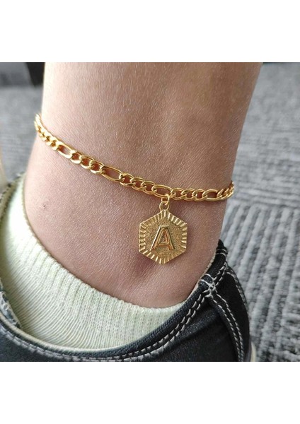 Altın Tarzı L Beden Paslanmaz Çelik Halhal Kadınlar Için Altın Ilk Halhal Bilezik A-Z Alfabe Ayak Bileği Ayak Bacak Zinciri Boho Takı Hediye Bijoux Femme (Yurt Dışından) fırsatları