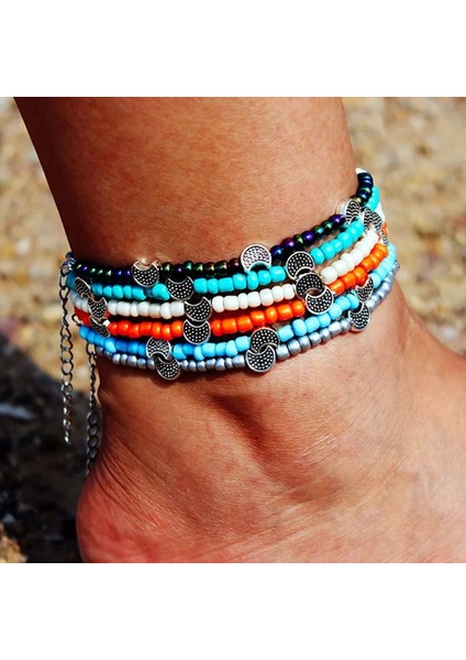 Çok Siyah Güneş Dıezı Bohemia Boho Boncuk Kadınlar Için Halhal Vintage Deri Halat Bacak Ayak Bileği Halhal Ay Güneş Charm Bilezik Plaj Takı (Yurt Dışından) fiyatları