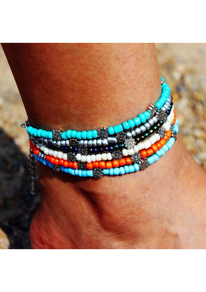 Çok Siyah Güneş Dıezı Bohemia Boho Boncuk Kadınlar Için Halhal Vintage Deri Halat Bacak Ayak Bileği Halhal Ay Güneş Charm Bilezik Plaj Takı (Yurt Dışından) modelleri
