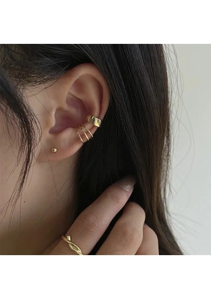 E155YIN Moda Altın Çapraz Klip Küpe Kadınlar Kızlar Için Sevimli Inci Kübik Zirkonya Kulak Kıkırdak Manşet Piercing Jewerly Set Olmadan (Yurt Dışından)