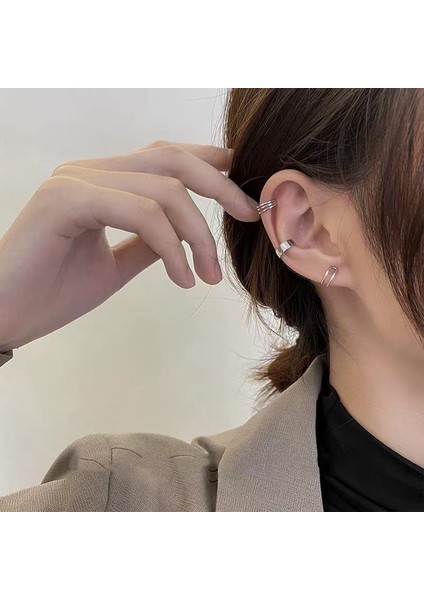 E155YIN Moda Altın Çapraz Klip Küpe Kadınlar Kızlar Için Sevimli Inci Kübik Zirkonya Kulak Kıkırdak Manşet Piercing Jewerly Set Olmadan (Yurt Dışından)