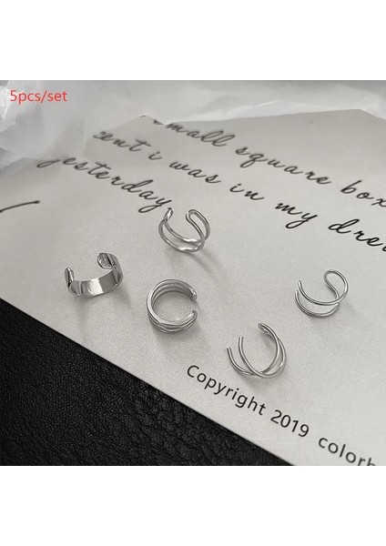 E155YIN Moda Altın Çapraz Klip Küpe Kadınlar Kızlar Için Sevimli Inci Kübik Zirkonya Kulak Kıkırdak Manşet Piercing Jewerly Set Olmadan (Yurt Dışından)