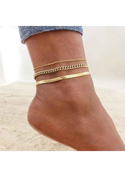 JC-049S Kadınlar Altın Ton Paslanmaz Çelik Zincir Halhal, Et Plaj Yalınayak Ayak Takı, Bacak Zinciri Ayak Bileği Bayan Tatil Hediyeleri (Yurt Dışından) fırsatları