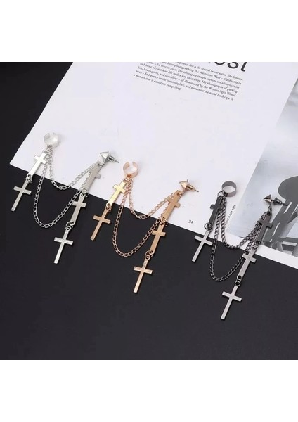 1 Çift A Çapraz Klipsli Küpeler Uzun Zincir Moda Kulak Klipleri Halka Küpe Çapraz Serisi Küpeler Kadın Kız Takı Hediye Doğum Günü Hıristiyan (Yurt Dışından)