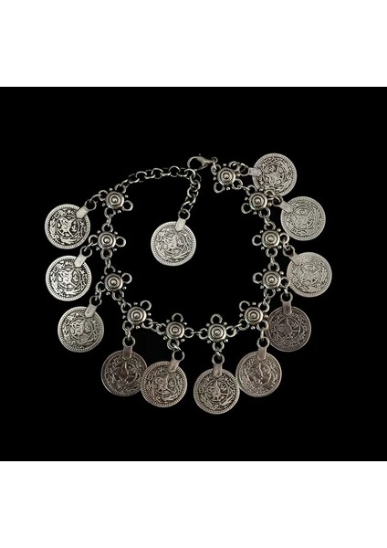 Gümüş Rengi Kmvexo Yaz Tarzı Vintage Bohemian Metal Püskül Halhal Lüks Charm Sikke Ayak Bileği Bilezik Kadınlar Takı Bijoux Için (Yurt Dışından)