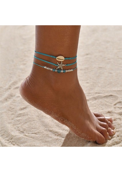 NO.50277 Beden Vintage Shell Ayak Bileği Bilezik Kadınlar Için Set Bohem Halat Zincir Denizyıldızı Halhal Yaz Plaj Yalınayak Bacak Zinciri Boho Takı (Yurt Dışından) fiyatları
