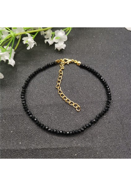 Altın Rengi Yeni Varış Siyah 3mm Kristal Boncuk Kadınlar Için Halhal Bohemian Kadın Plaj Ayak Bileği Bilezik Bacak Ayak Takı Enkelbandje (Yurt Dışından)