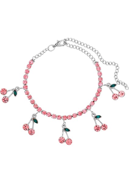 006002SL Trendy Kırmızı Büyük Rhinestone Kiraz Halhal Kadınlar Için Bilezik Bling Bling Kristal Meyve Tenis Ayak Bileği Zinciri Punk Parti Takı Hediyeler (Yurt Dışından)
